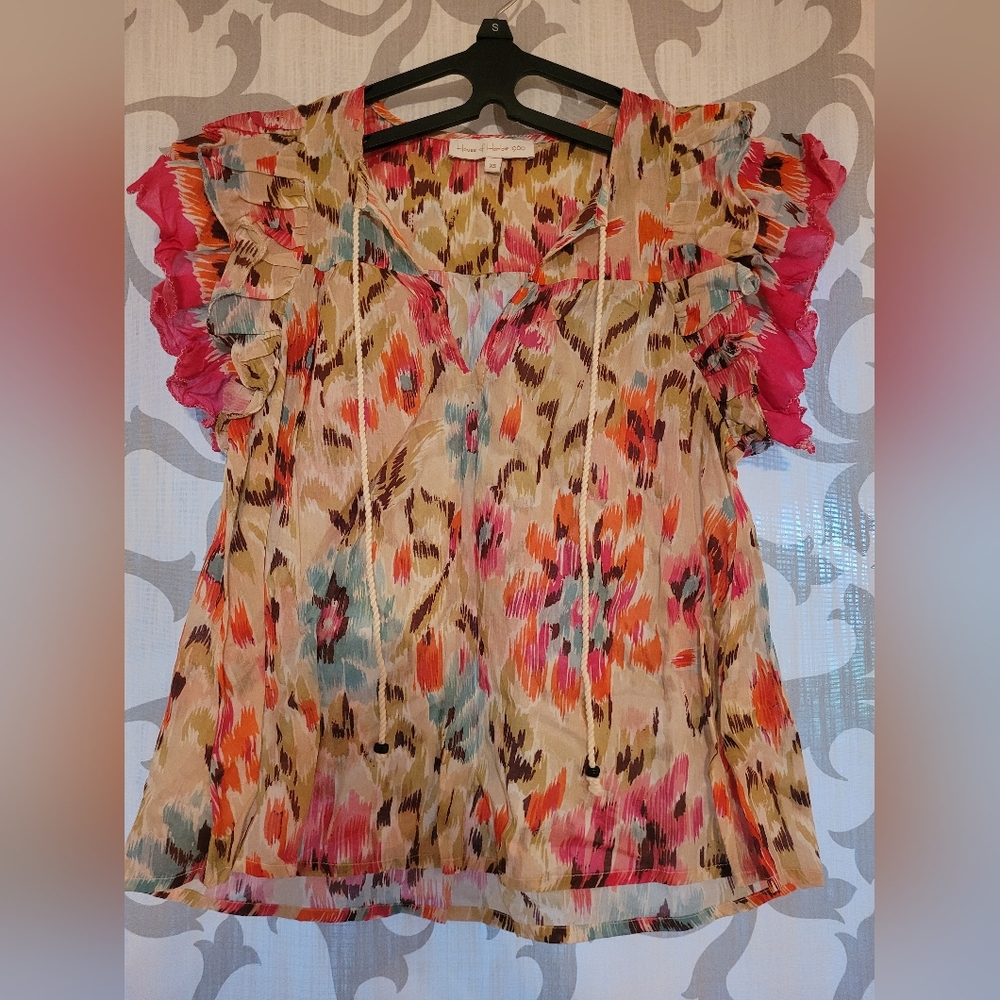 House of Harlow 1960 Multicolor Ruffled Blouse - Picture 1 of 3